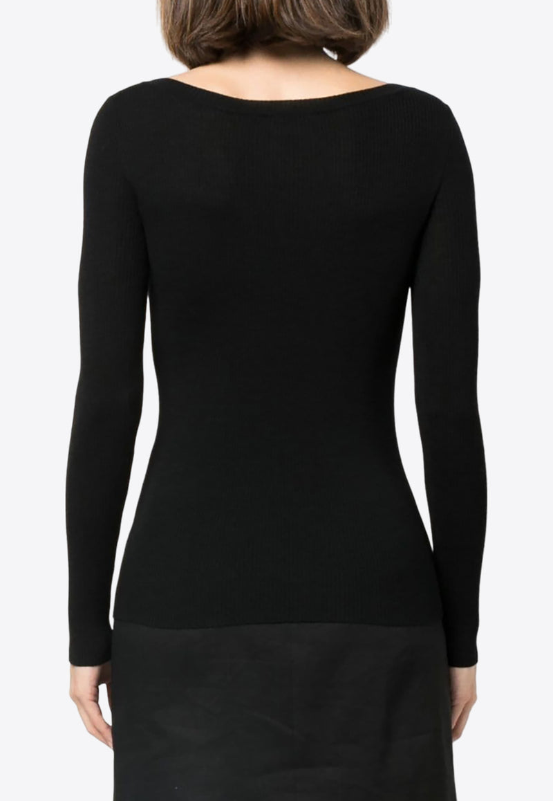 P.A.R.O.S.H Leila Fine-Ribbed Wool Sweater Black D511583LEILA23_013