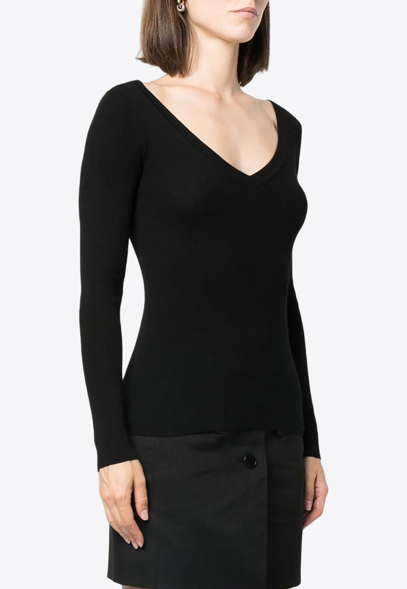 P.A.R.O.S.H Leila Fine-Ribbed Wool Sweater Black D511583LEILA23_013