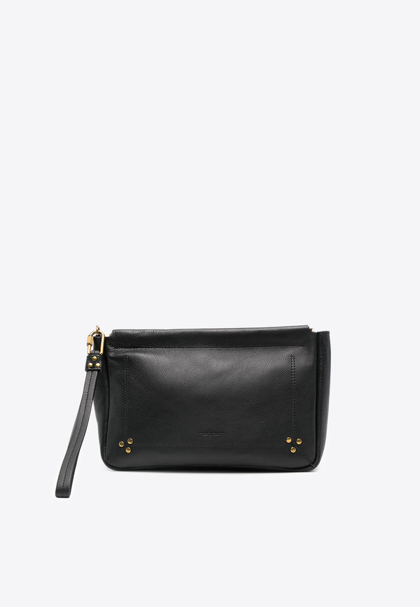 Jérôme Dreyfuss Large Clap Clutch Bag Black 44CLAPLVE_Noir Brass