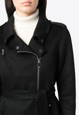 P.A.R.O.S.H Leak Off-Center Zip-Up Wool Coat  Black D431547LEAK23_013