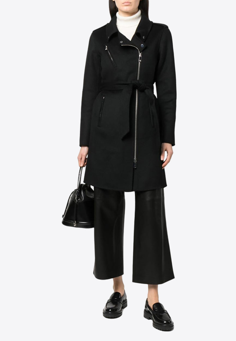 P.A.R.O.S.H Leak Off-Center Zip-Up Wool Coat  Black D431547LEAK23_013