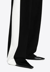 MSGM Contrasting-Trim Wide-Leg Pants Black 3541MDP24Y237615_99