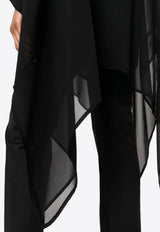 P.A.R.O.S.H Saffron Funnel-Neck Asymmetric Silk Top Black D300796SAFFRON_013