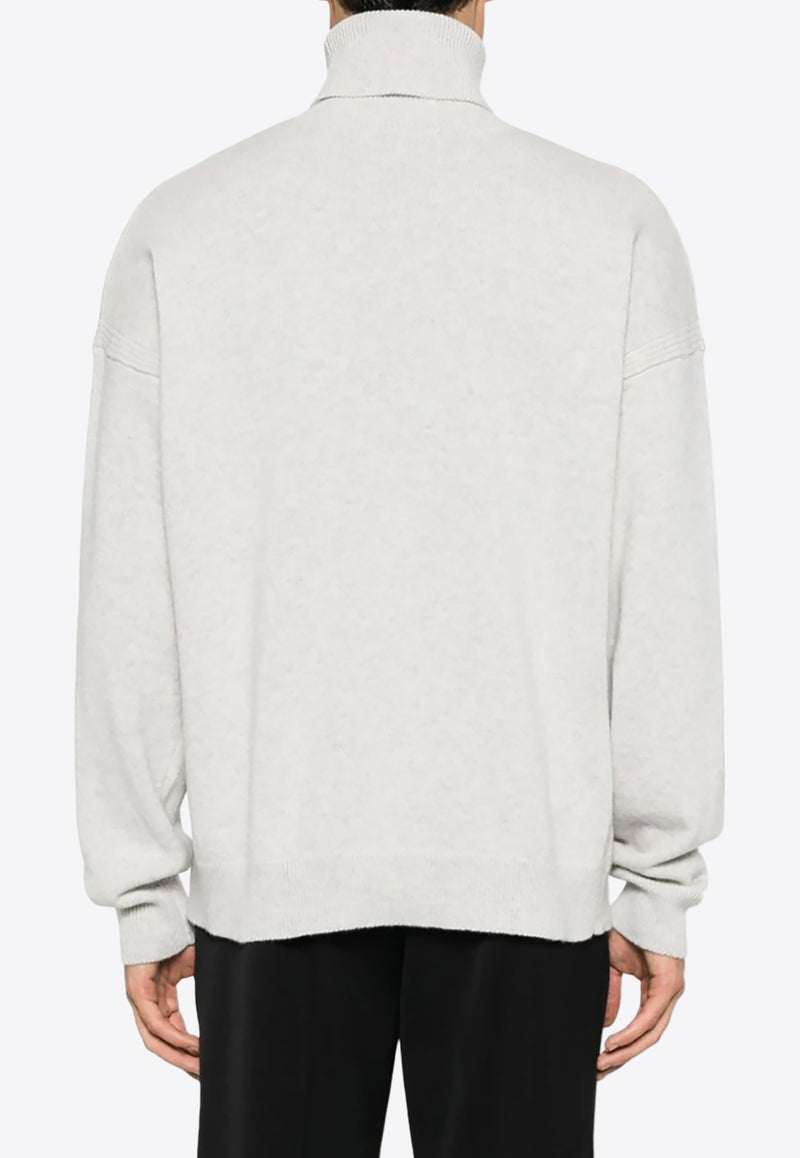 Maison Kitsuné Fox Logo Intarsia Knit Sweater Gray LM00820KT1063_H120