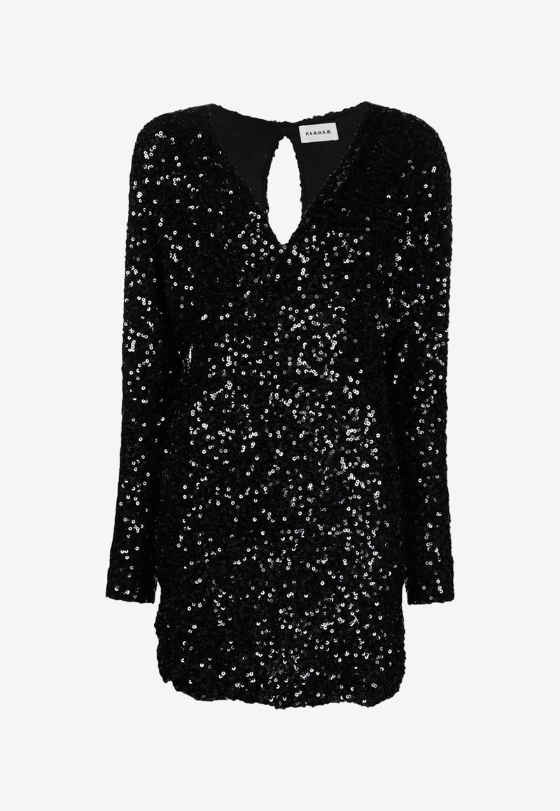 P.A.R.O.S.H Paris Sequin-Embellished Mini Dress Black D731302PARIS_013