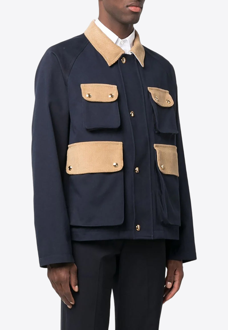 Thom Browne Corduroy Paneled Field Jacket Navy MOT084CF0175_415