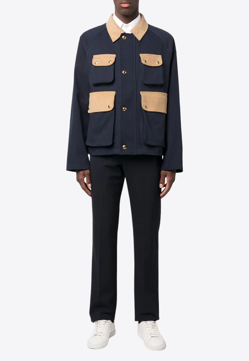 Thom Browne Corduroy Paneled Field Jacket Navy MOT084CF0175_415