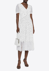 Self-Portrait Lace-Trim Polka-Dot Midi Dress White PF23079M_W