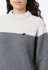 Patou Two-Tone Knitted Wool Sweater Gray KN1458043_963A