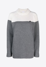 Patou Two-Tone Knitted Wool Sweater Gray KN1458043_963A