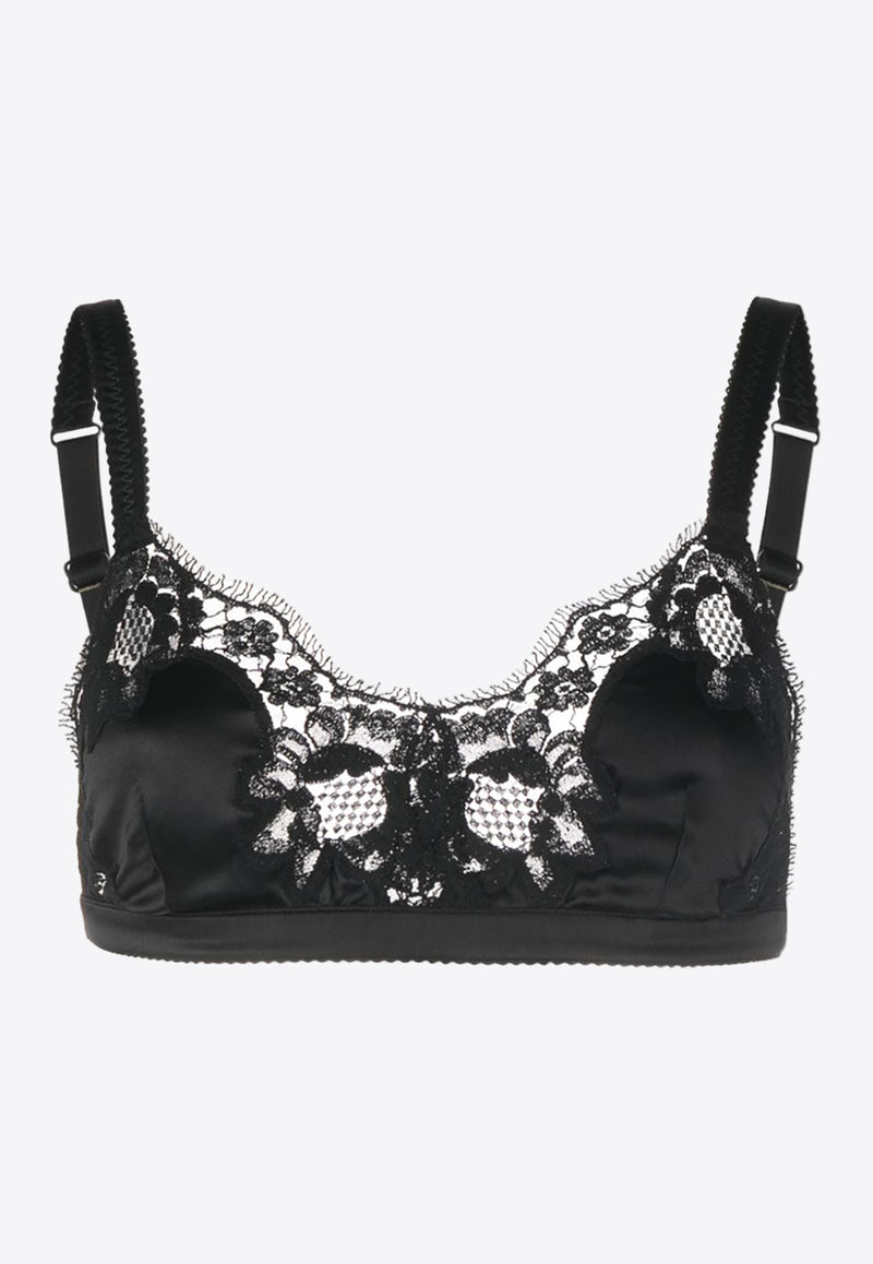 Dolce & Gabbana Lace-Trimmed Silk Bra Black M23181ONB21_N0000