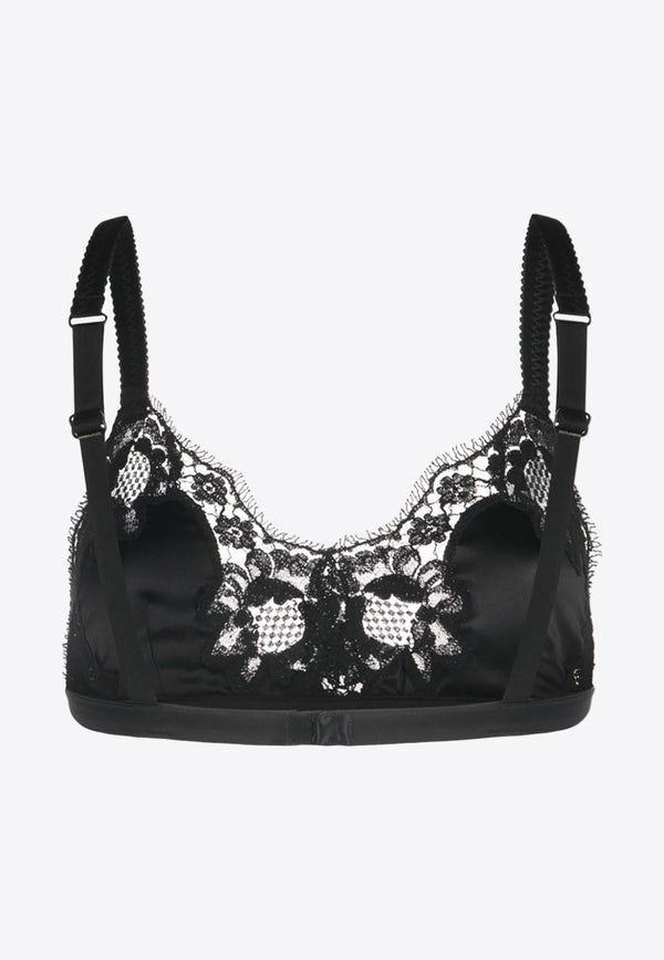 Dolce & Gabbana Lace-Trimmed Silk Bra Black M23181ONB21_N0000