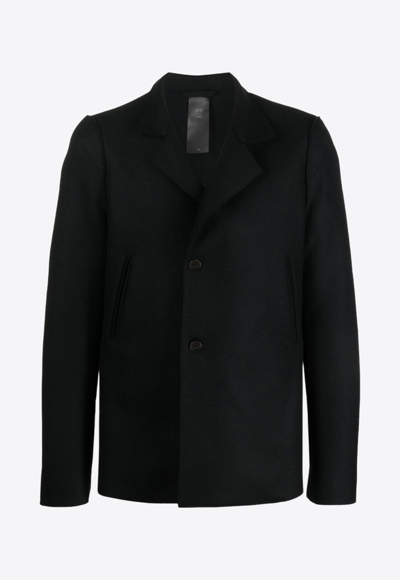 Sapio Double-Breasted Wool-Blend Jacket Black N32PANNO_BK