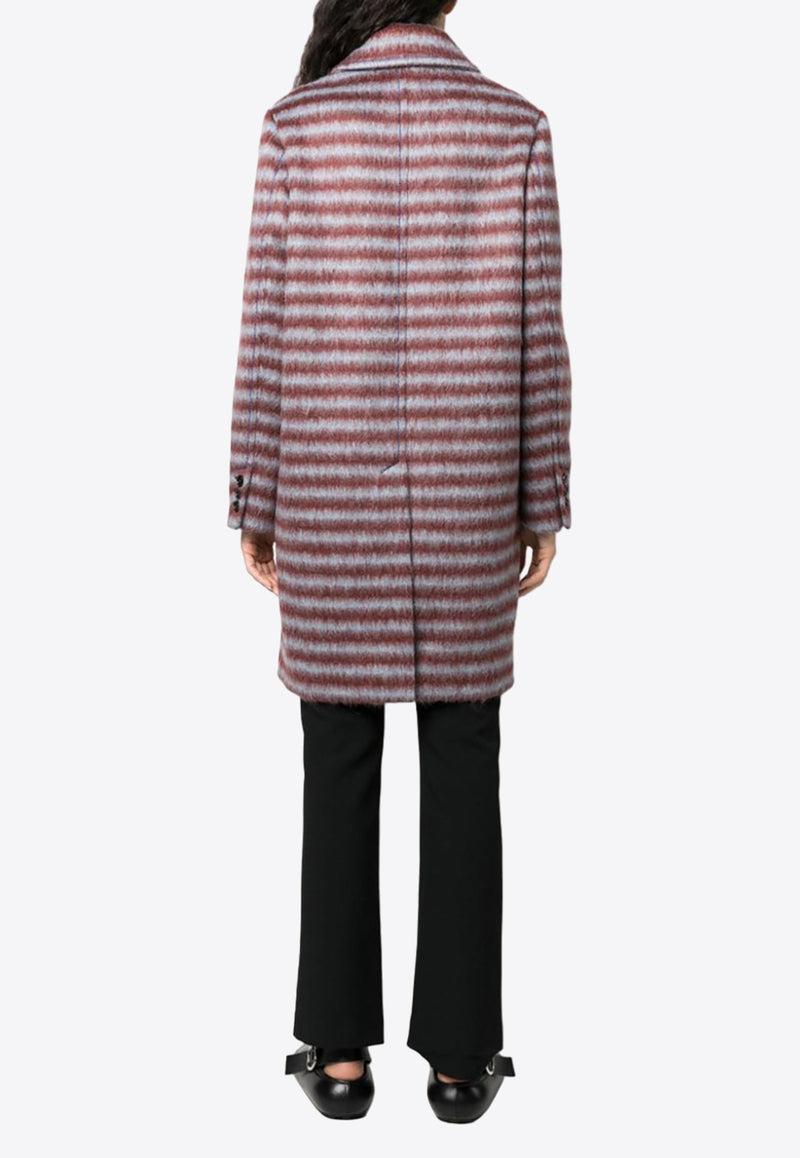 Marni Single-Breasted Striped Coat Burgundy CPMA0216MUUTW997_STR79