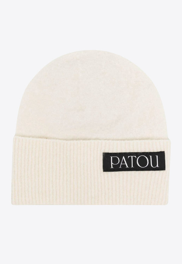 Patou Logo Patch Wool-Blend Beanie White AC0478065_009A