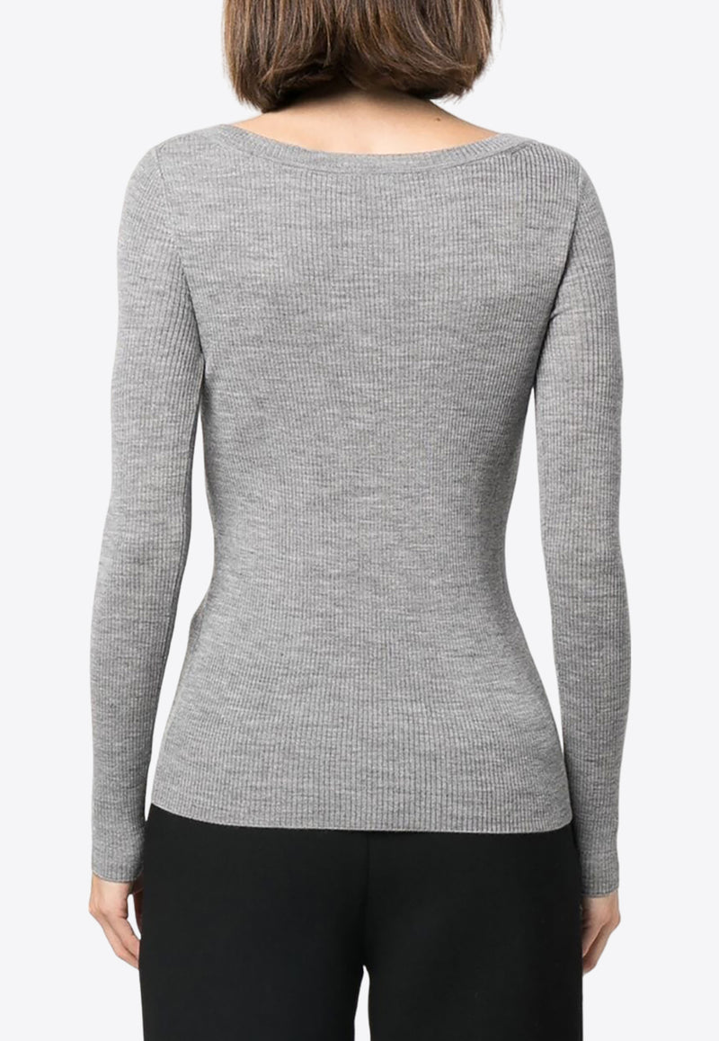 P.A.R.O.S.H Leila Fine-Ribbed Wool Sweater Gray D511583LEILA23_018