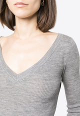 P.A.R.O.S.H Leila Fine-Ribbed Wool Sweater Gray D511583LEILA23_018