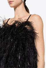 MSGM Ostrich Feather Mini Dress  Black 3542MDA183X237987_99