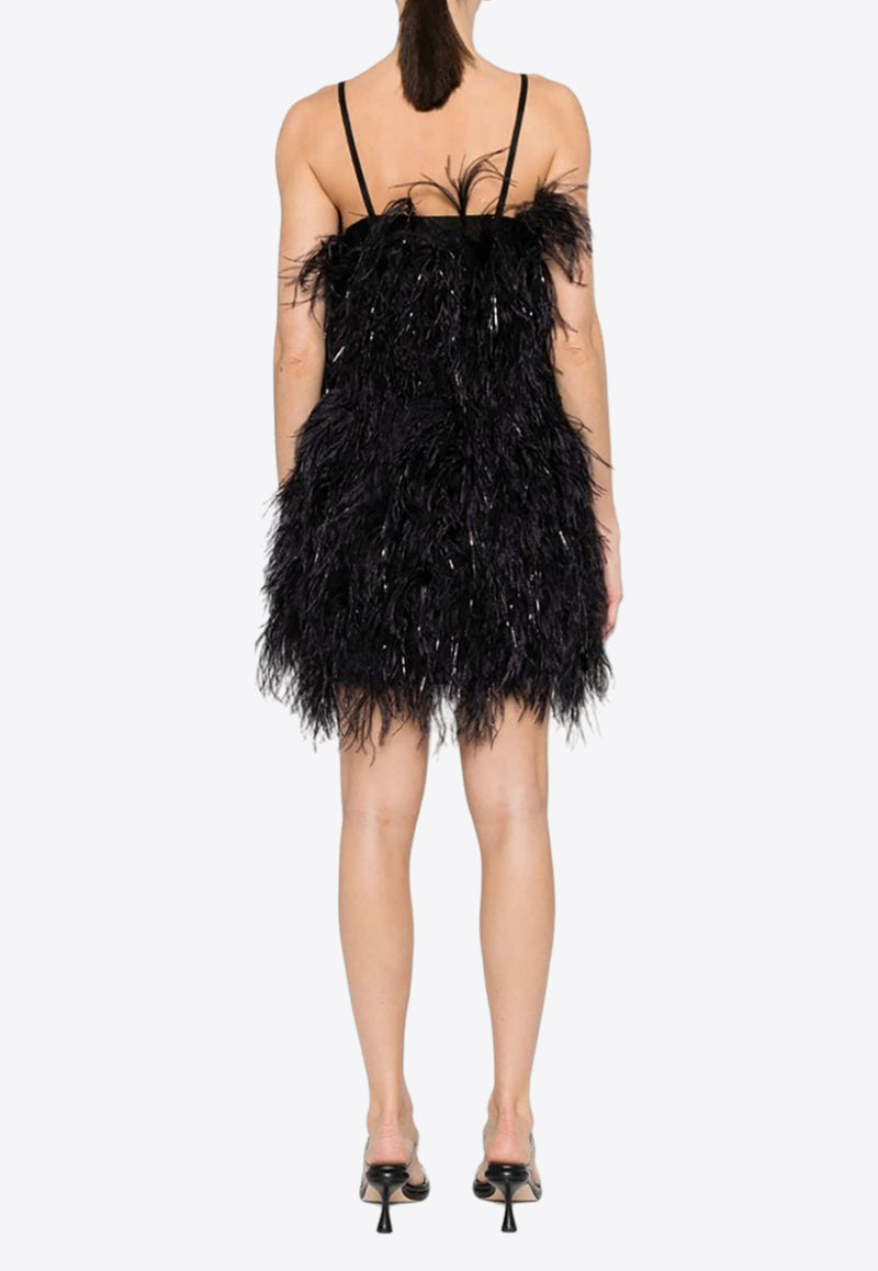 MSGM Ostrich Feather Mini Dress  Black 3542MDA183X237987_99