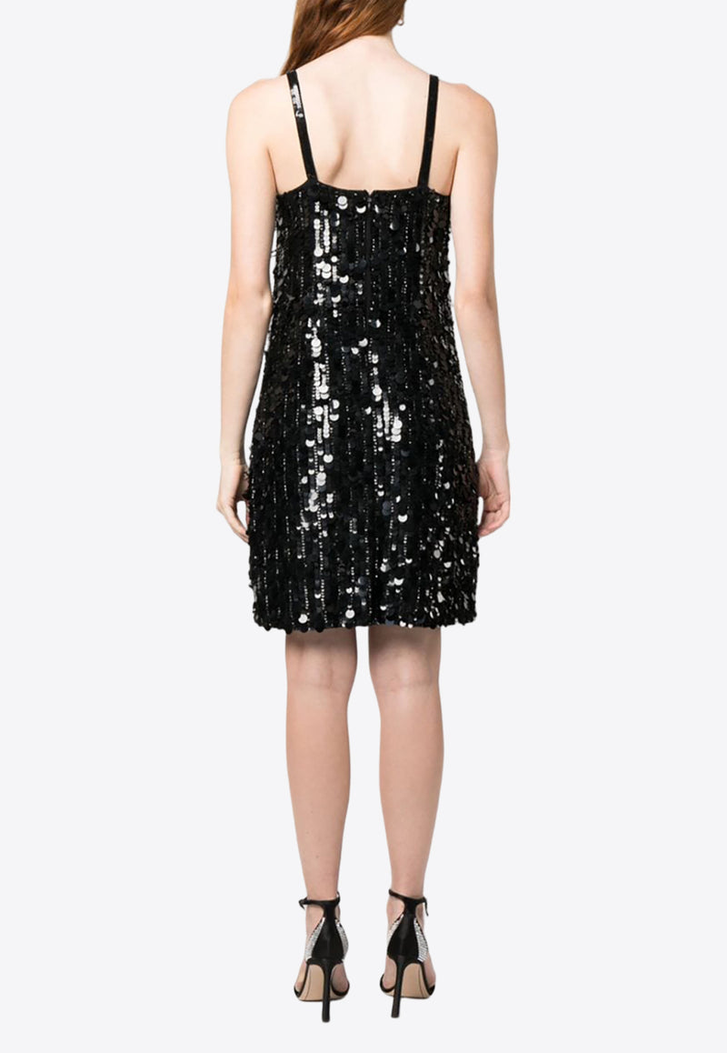 P.A.R.O.S.H Sequined Sleeveless Mini Dress Black D721849GENDER_013