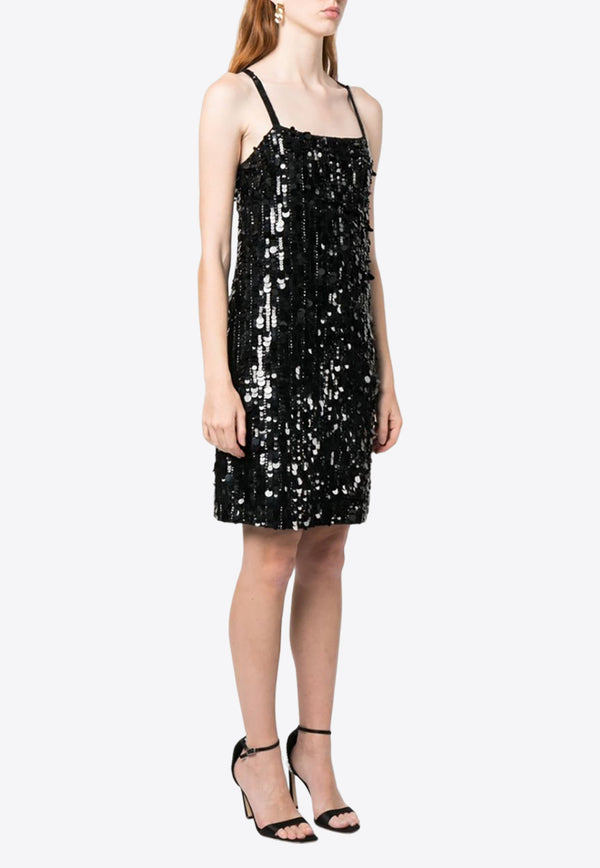 P.A.R.O.S.H Sequined Sleeveless Mini Dress Black D721849GENDER_013