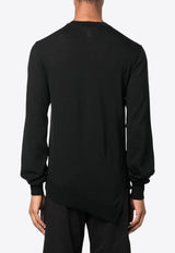 Comme Des Garçons X Lacoste Logo Embroidered Wool Sweater Black FLN002W23_1