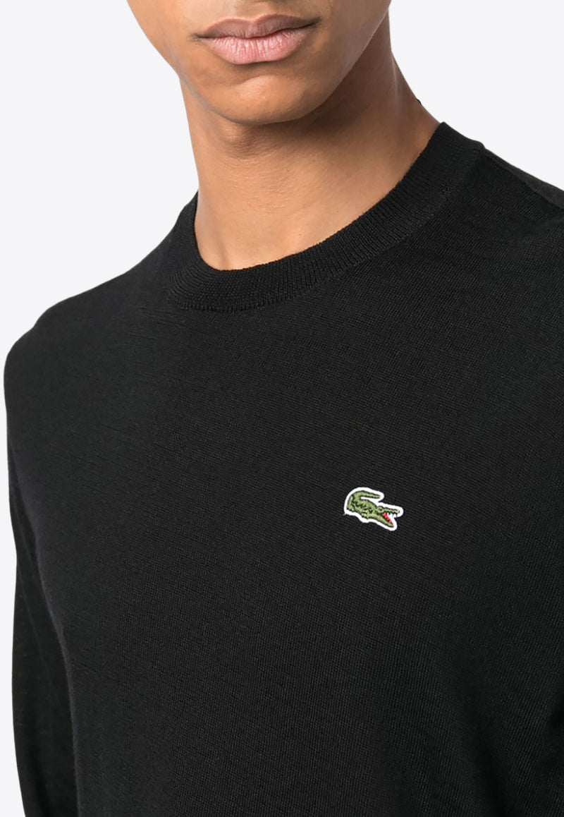 Comme Des Garçons X Lacoste Logo Embroidered Wool Sweater Black FLN002W23_1