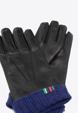 Paul Smith Logo Embroidered Leather Gloves Black M2A415GLL592_79