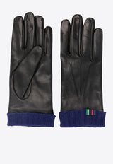 Paul Smith Logo Embroidered Leather Gloves Black M2A415GLL592_79