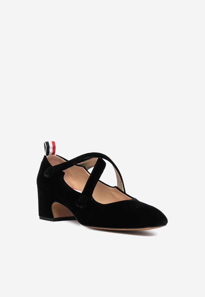 Thom Browne 40 Crisscross Velvet Pumps Black FFH271A03883_001