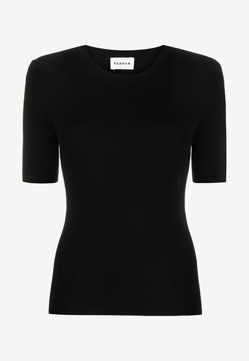 P.A.R.O.S.H Rib-Knit Wool Top Black D510795LEILA23_013