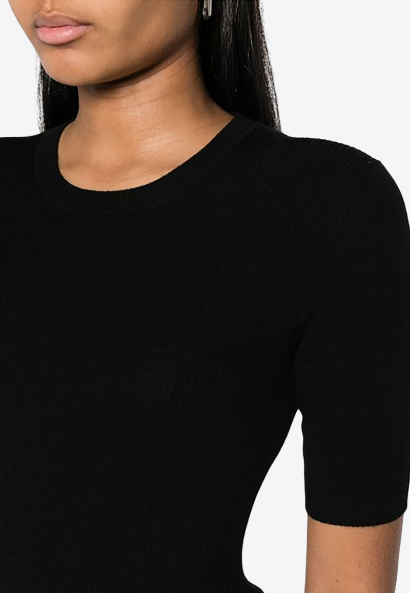 P.A.R.O.S.H Rib-Knit Wool Top Black D510795LEILA23_013