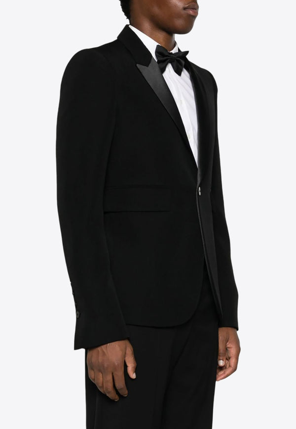 Sapio Single-Breasted Tuxedo Wool Blazer Black N55PANAMA_BK