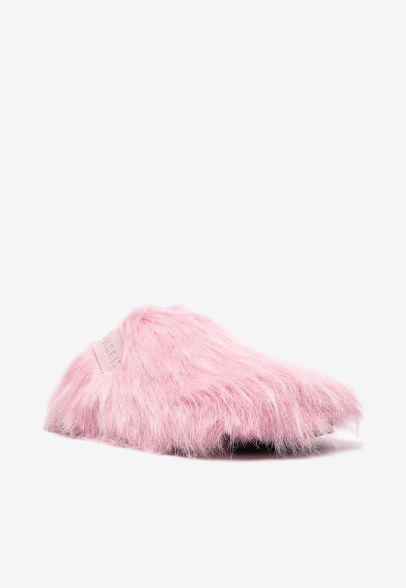 MSGM Faux-Fur Flat Mules Pink 3542MDS192883_12