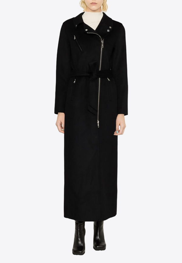 P.A.R.O.S.H Zip-Up Wool Long Coat Black D431568LEAK23_013