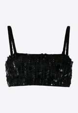 P.A.R.O.S.H Sequin Embellished Cropped Top Black D311530GENDER_013