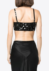 P.A.R.O.S.H Sequin Embellished Cropped Top Black D311530GENDER_013