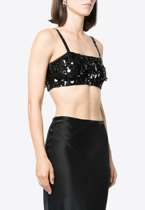 P.A.R.O.S.H Sequin Embellished Cropped Top Black D311530GENDER_013