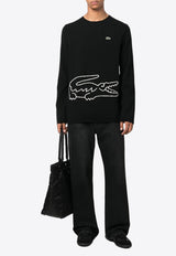 Comme Des Garçons X Lacoste Intarsia Knit Logo Wool Sweater Black FLN003W23_1