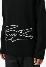 Comme Des Garçons X Lacoste Intarsia Knit Logo Wool Sweater Black FLN003W23_1