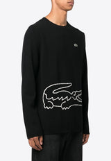 Comme Des Garçons X Lacoste Intarsia Knit Logo Wool Sweater Black FLN003W23_1