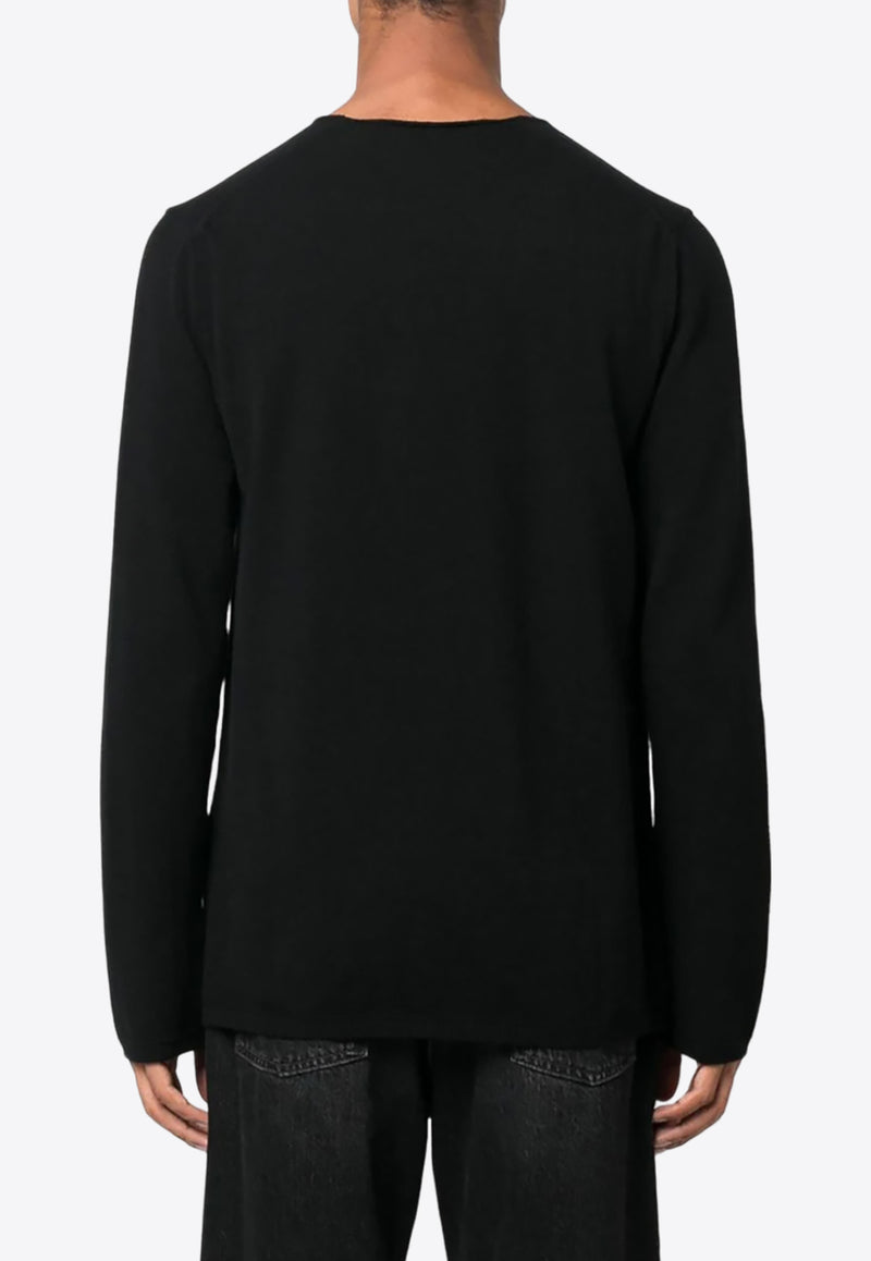 Comme Des Garçons X Lacoste Intarsia Knit Logo Wool Sweater Black FLN003W23_1