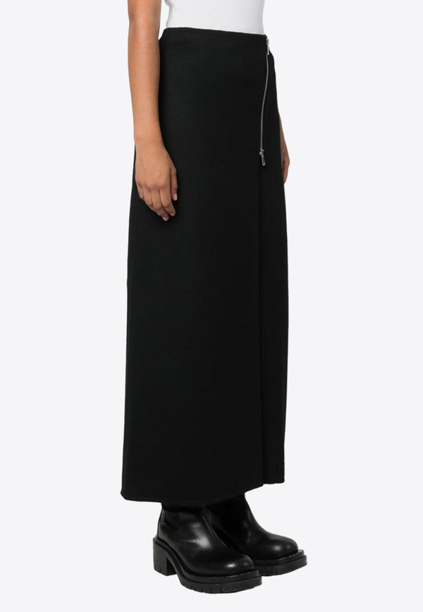 P.A.R.O.S.H Zip-Up Wool Maxi Skirt Black D620662LEAK23_013