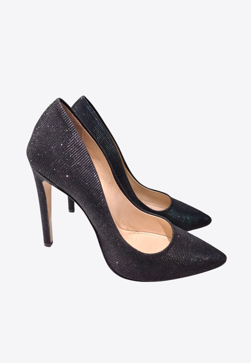 La Rose 100 Lurex Pointed Pumps Black DE110_SIRIO NERO