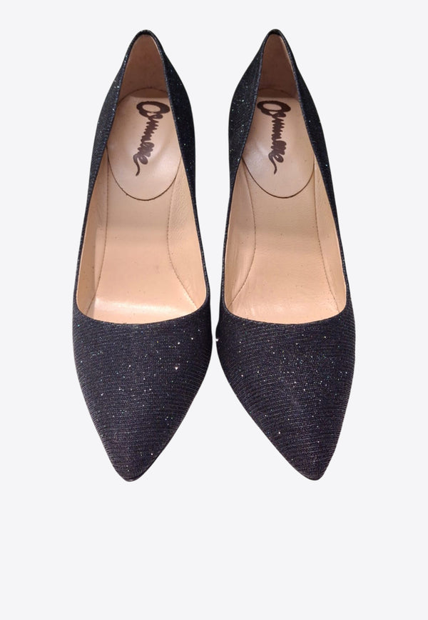 La Rose 100 Lurex Pointed Pumps Black DE110_SIRIO NERO