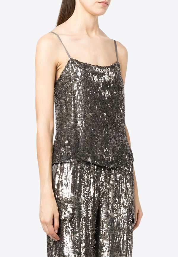 P.A.R.O.S.H Sequin Embellished Sleeveless Top Gray D311566GAMMA23_018