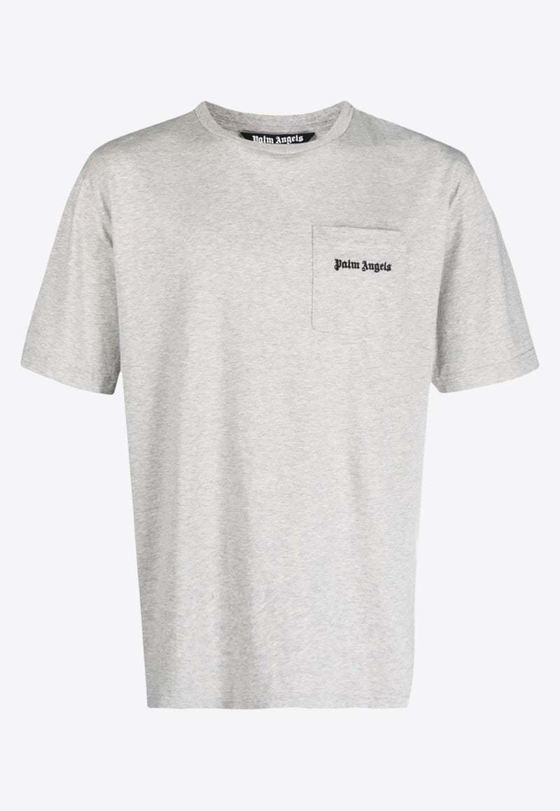 Palm Angels Logo Embroidered Mélange T-shirt  Gray PMAA088F23JER001_0810