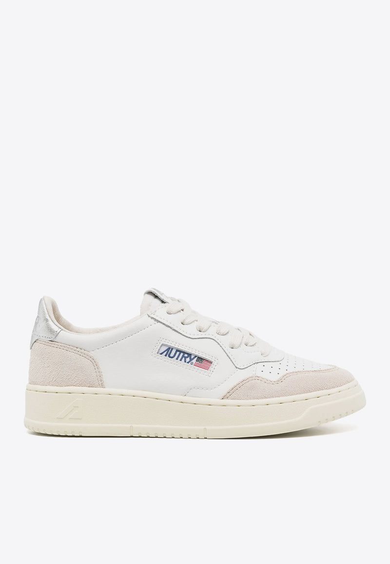 Autry Medalist Leather and Suede Low-Top Sneakers White AULWLS_74