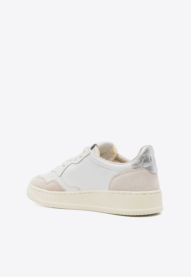 Autry Medalist Leather and Suede Low-Top Sneakers White AULWLS_74