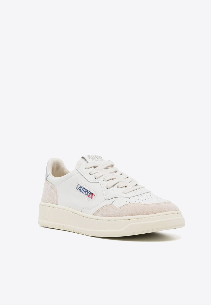 Autry Medalist Leather and Suede Low-Top Sneakers White AULWLS_74